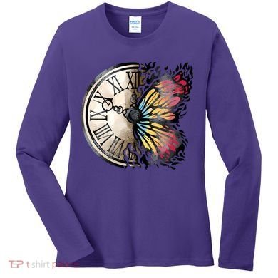 Butterfly Clock Design Women's Long Sleeve Shirt