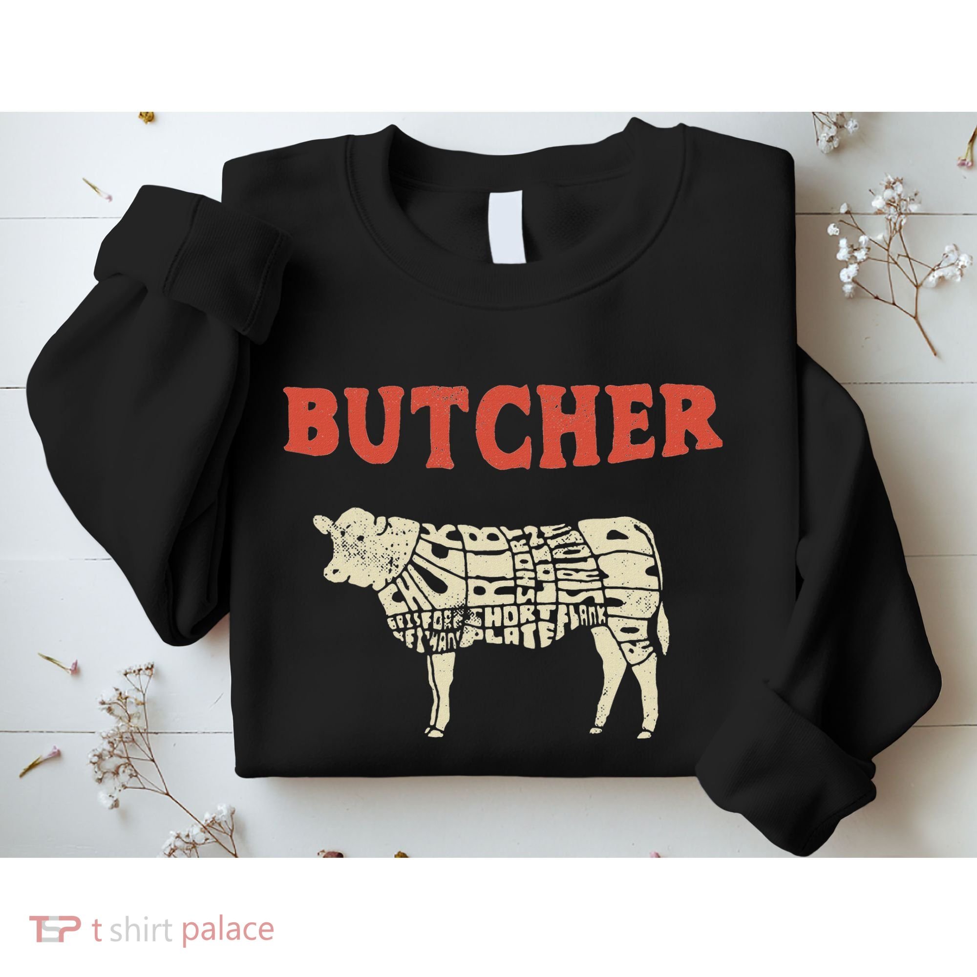 Butcher Cow Diagram Meat Lovers Steak Butchery Sweatshirt