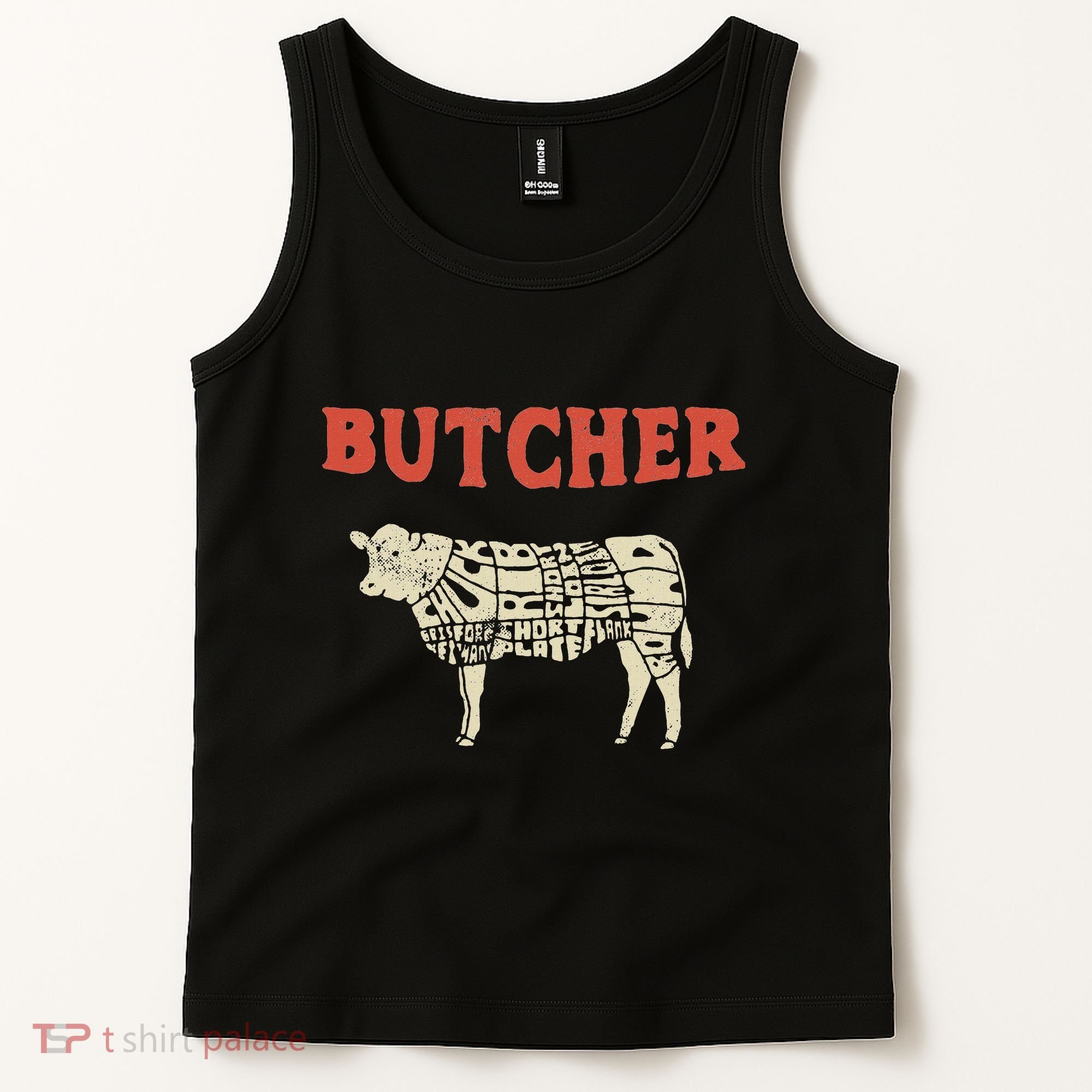 Butcher Cow Diagram Meat Lovers Steak Butchery Tank Top