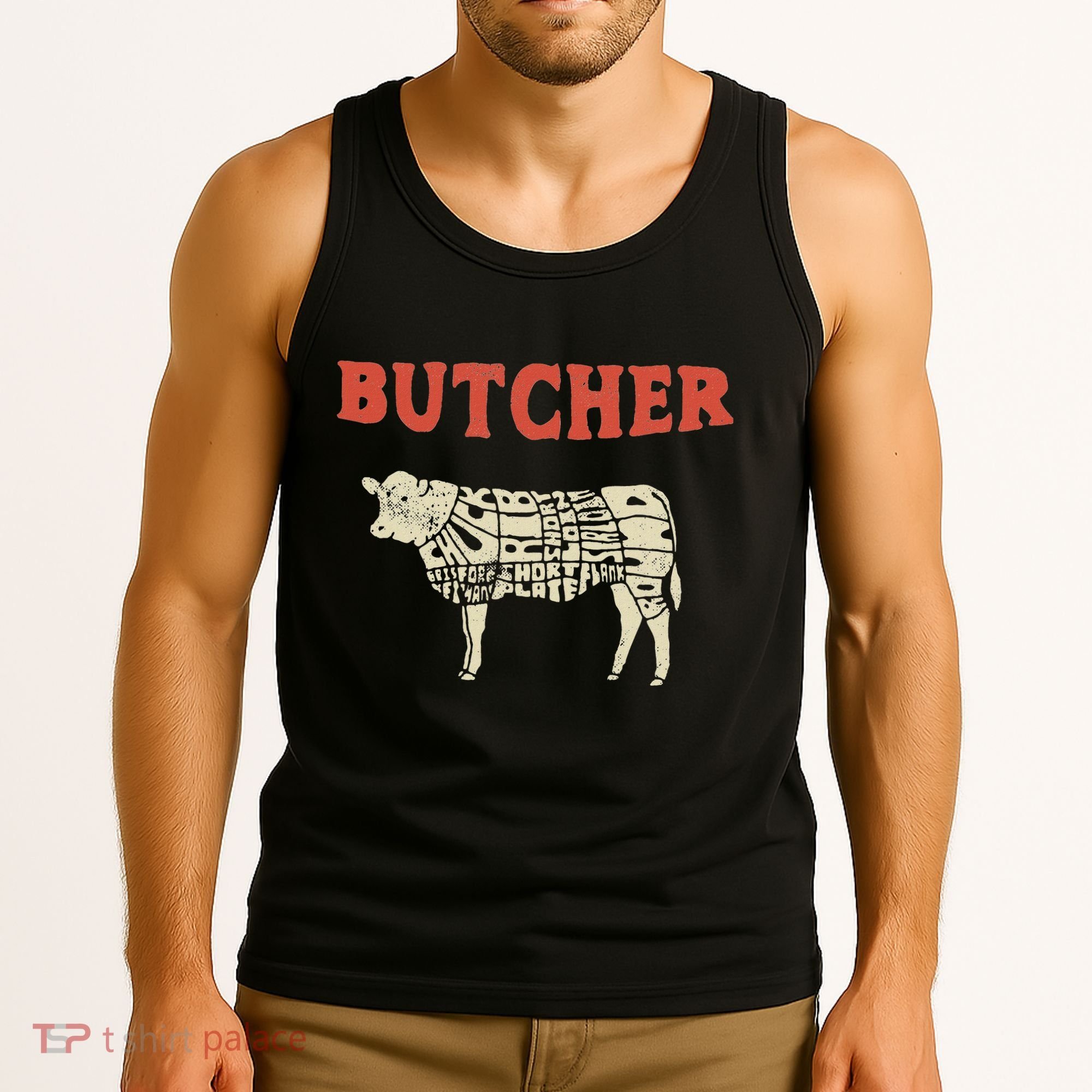 Butcher Cow Diagram Meat Lovers Steak Butchery Tank Top