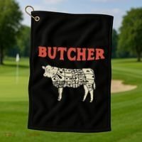 Butcher Cow Diagram Meat Lovers Steak Butchery Golf Towel thumb 1