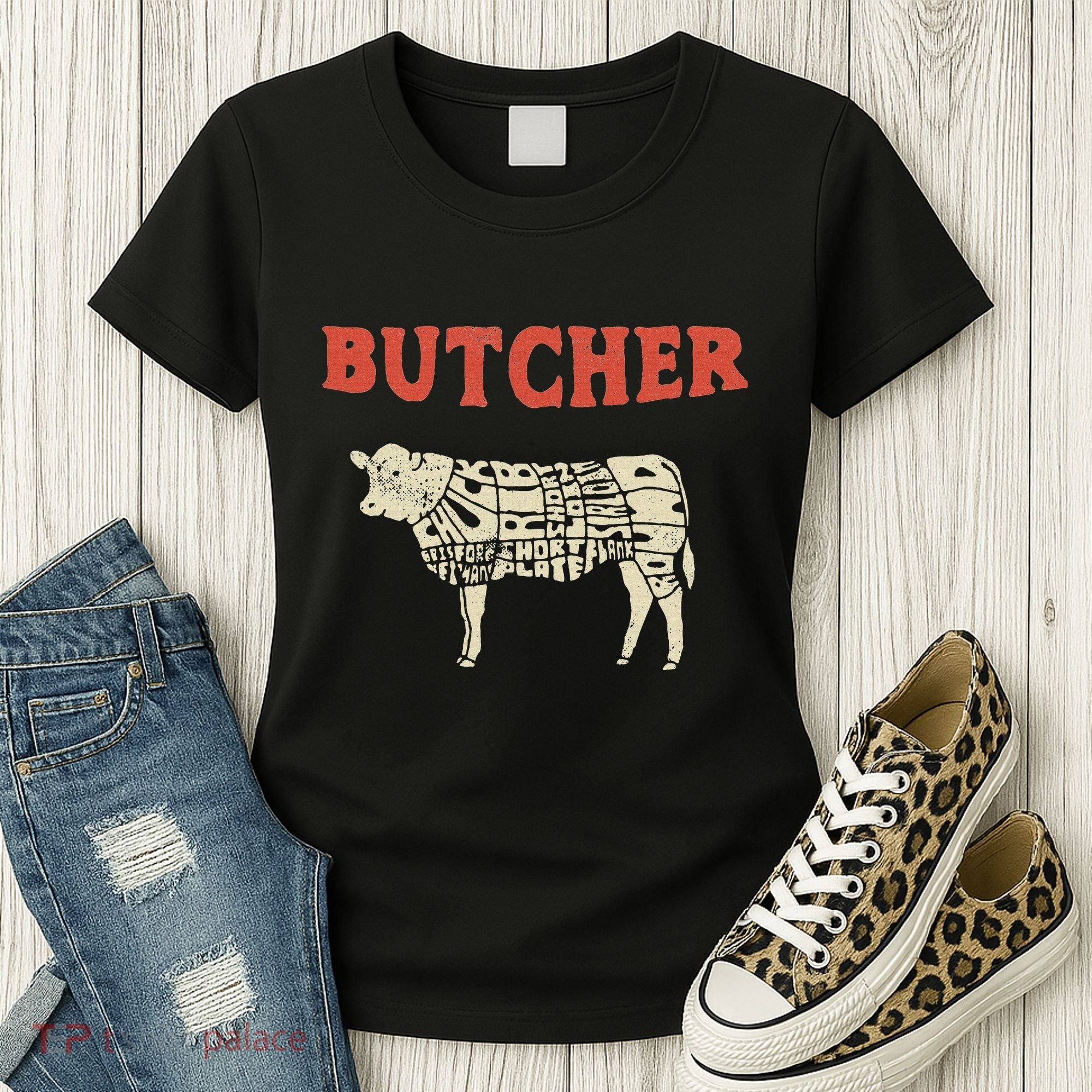 Butcher Cow Diagram Meat Lovers Steak Butchery Women's T-Shirt