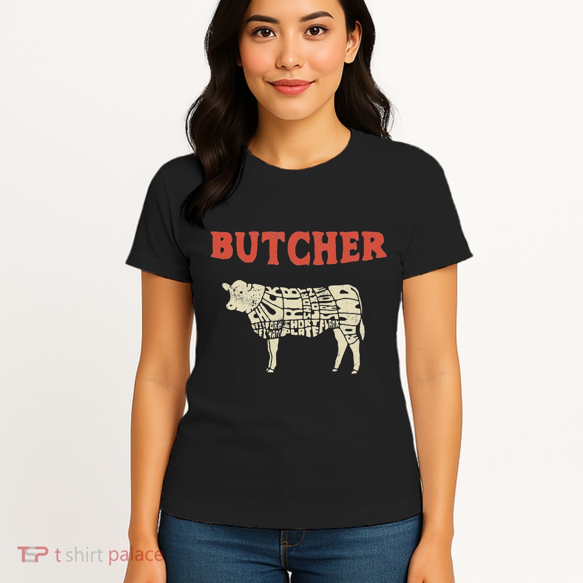 Butcher Cow Diagram Meat Lovers Steak Butchery Women's T-Shirt