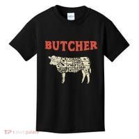 Butcher Cow Diagram Meat Lovers Steak Butchery Kids T-Shirt thumb 0