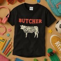 Butcher Cow Diagram Meat Lovers Steak Butchery Kids T-Shirt thumb 3