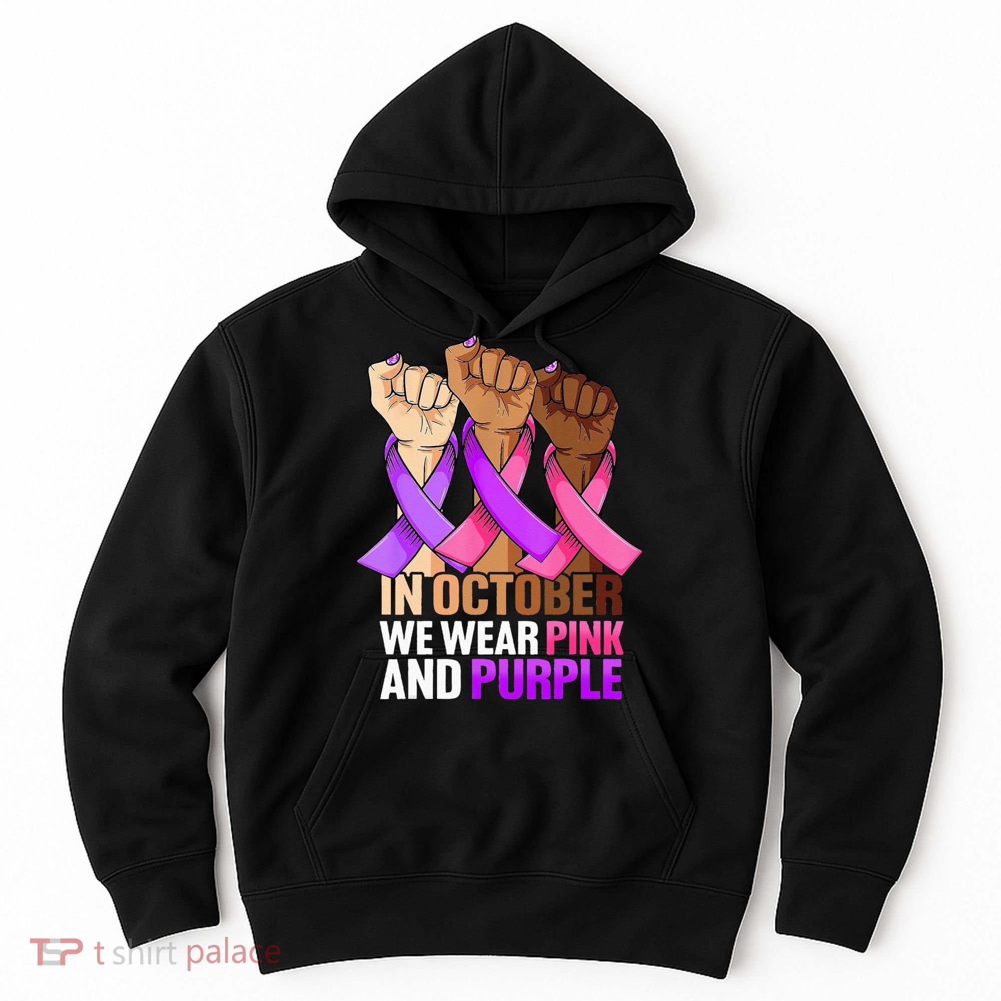Breast Cancer Domestic Violence Awareness Pink Purple Ribbon Hoodie