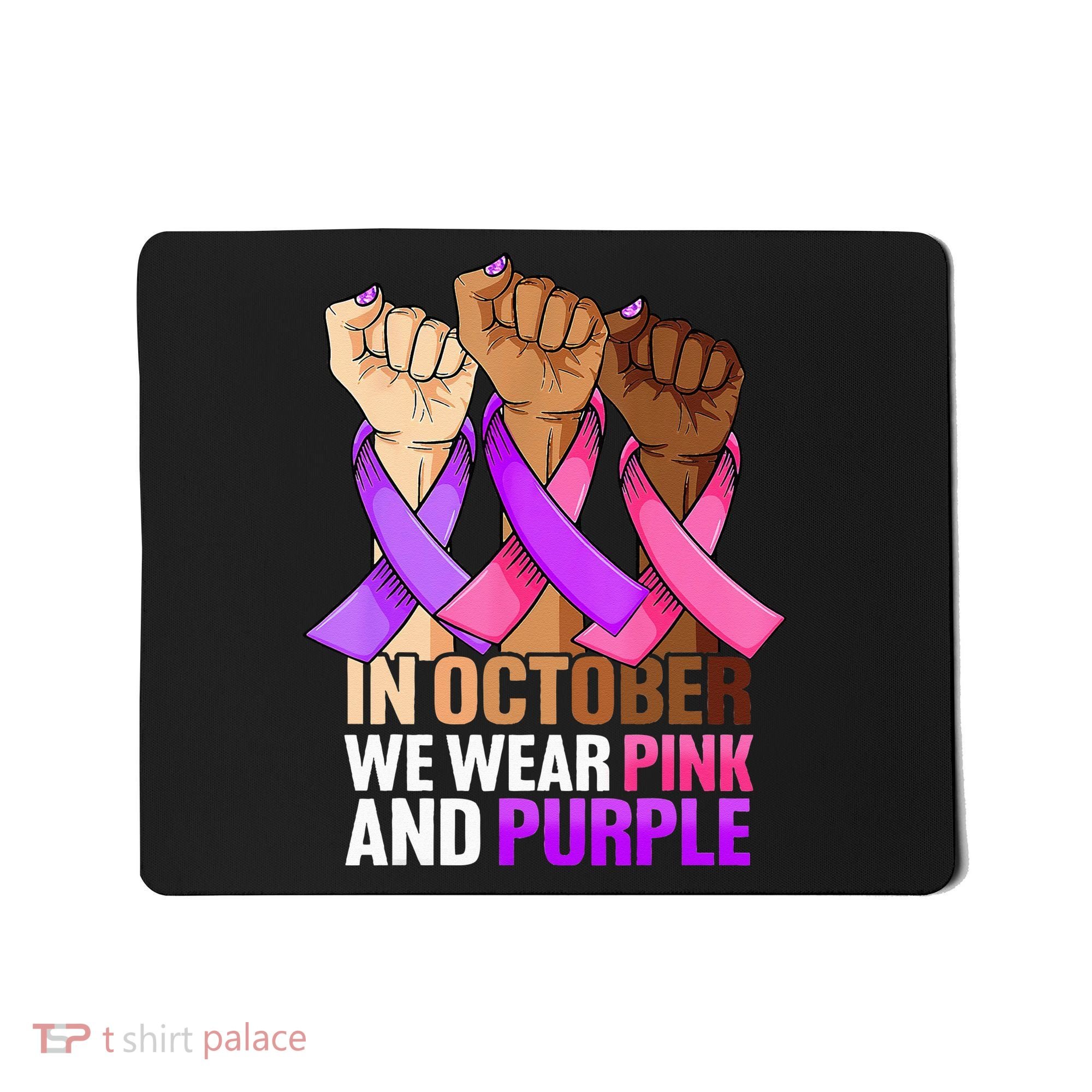 Breast Cancer Domestic Violence Awareness Pink Purple Ribbon Mousepad