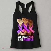 Breast Cancer Domestic Violence Awareness Pink Purple Ribbon Women's Tank Top thumb 3