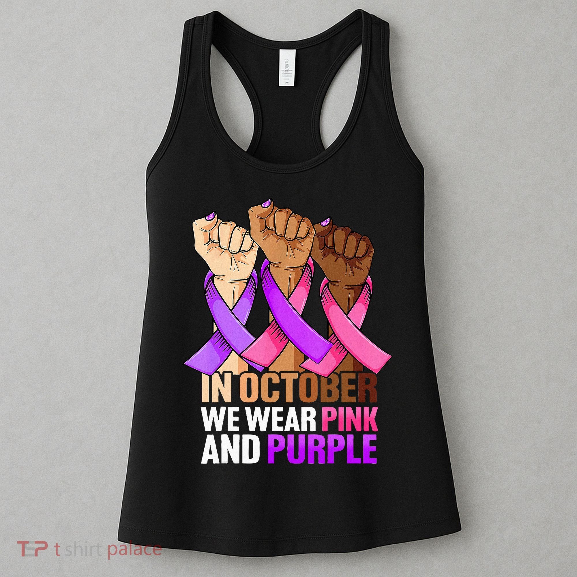 Breast Cancer Domestic Violence Awareness Pink Purple Ribbon Women's Tank Top