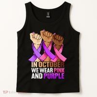 Breast Cancer Domestic Violence Awareness Pink Purple Ribbon Tank Top thumb 2