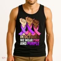 Breast Cancer Domestic Violence Awareness Pink Purple Ribbon Tank Top thumb 3