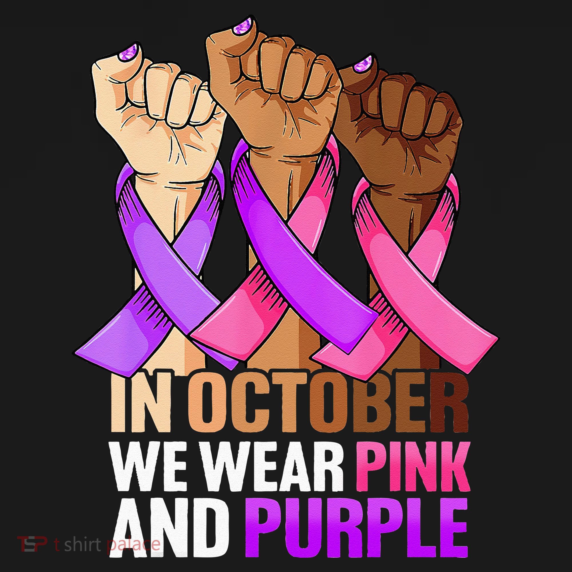 Breast Cancer Domestic Violence Awareness Pink Purple Ribbon Kids T-Shirt