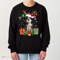 Border Collie Dog Tree Christmas Lights Ugly Xmas Sweater Gift Women's Sweatshirt thumb 0