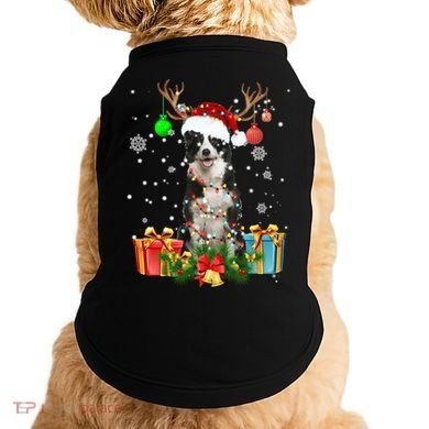 Border Collie Dog Tree Christmas Lights Ugly Xmas Sweater Gift Doggie Tank