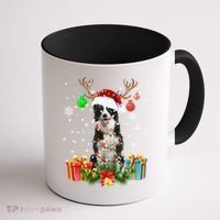 Border Collie Dog Tree Christmas Lights Ugly Xmas Sweater Gift Coffee Mug thumb 1