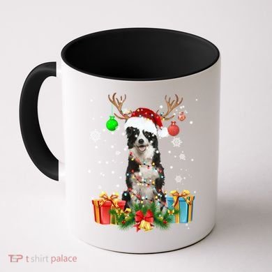 Border Collie Dog Tree Christmas Lights Ugly Xmas Sweater Gift Coffee Mug