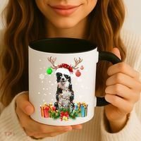 Border Collie Dog Tree Christmas Lights Ugly Xmas Sweater Gift Coffee Mug thumb 3