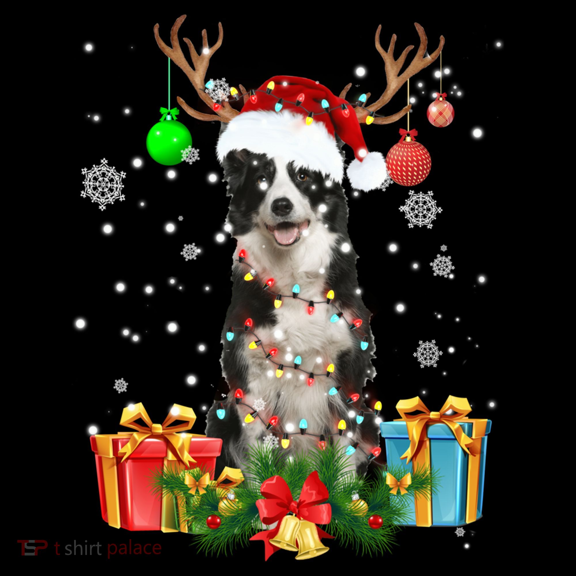 Border Collie Dog Tree Christmas Lights Ugly Xmas Sweater Gift Coffee Mug