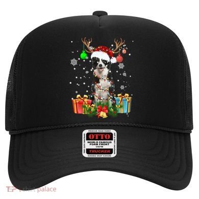 Border Collie Dog Tree Christmas Lights Ugly Xmas Sweater Gift Hat