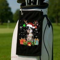 Border Collie Dog Tree Christmas Lights Ugly Xmas Sweater Gift Golf Towel thumb 2