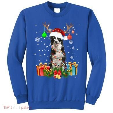 Border Collie Dog Tree Christmas Lights Ugly Xmas Sweater Gift Sweatshirt
