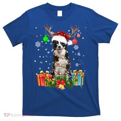 Border Collie Dog Tree Christmas Lights Ugly Xmas Sweater Gift T-Shirt