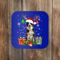 Border Collie Dog Tree Christmas Lights Ugly Xmas Sweater Gift Coaster thumb 0