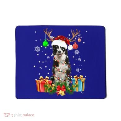 Border Collie Dog Tree Christmas Lights Ugly Xmas Sweater Gift Mousepad