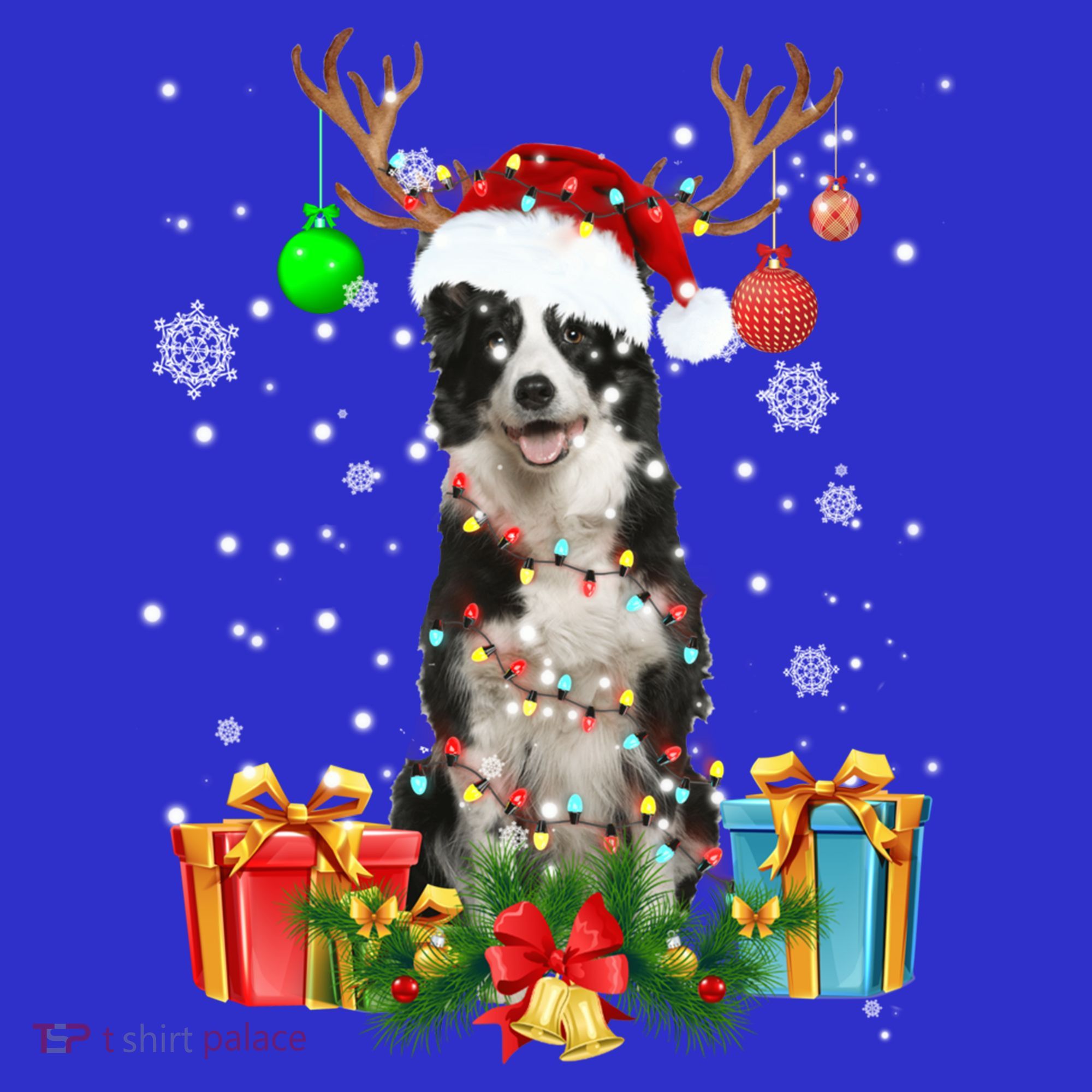 Border Collie Dog Tree Christmas Lights Ugly Xmas Sweater Gift Mousepad