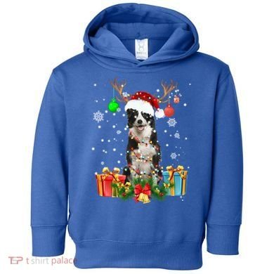 Border Collie Dog Tree Christmas Lights Ugly Xmas Sweater Gift Toddler Hoodie
