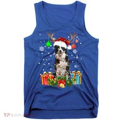 Border Collie Dog Tree Christmas Lights Ugly Xmas Sweater Gift Tank Top