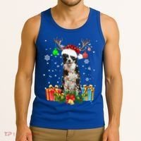 Border Collie Dog Tree Christmas Lights Ugly Xmas Sweater Gift Tank Top thumb 3