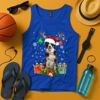 Border Collie Dog Tree Christmas Lights Ugly Xmas Sweater Gift Tank Top thumb 4