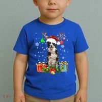 Border Collie Dog Tree Christmas Lights Ugly Xmas Sweater Gift Toddler T-Shirt thumb 2