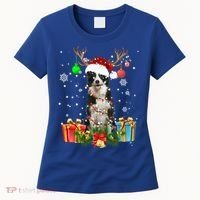 Border Collie Dog Tree Christmas Lights Ugly Xmas Sweater Gift Women's T-Shirt thumb 0