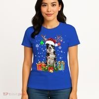 Border Collie Dog Tree Christmas Lights Ugly Xmas Sweater Gift Women's T-Shirt thumb 4