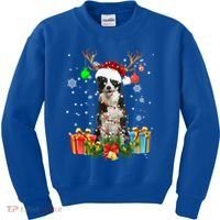 Border Collie Dog Tree Christmas Lights Ugly Xmas Sweater Gift Kids Sweatshirt thumb 0