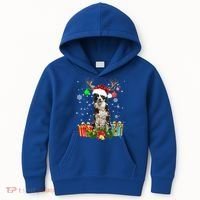 Border Collie Dog Tree Christmas Lights Ugly Xmas Sweater Gift Kids Hoodie thumb 0