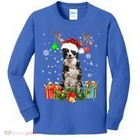 Border Collie Dog Tree Christmas Lights Ugly Xmas Sweater Gift Kids Long Sleeve Shirt thumb 0
