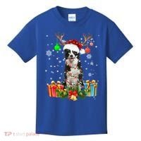 Border Collie Dog Tree Christmas Lights Ugly Xmas Sweater Gift Kids T-Shirt thumb 0