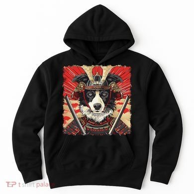 Border Collie Dog Japanese Art Samurai Ukiyo.E Vintage Hoodie