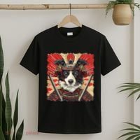 Border Collie Dog Japanese Art Samurai Ukiyo.E Vintage T-Shirt thumb 2