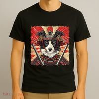 Border Collie Dog Japanese Art Samurai Ukiyo.E Vintage T-Shirt thumb 3