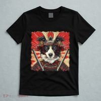 Border Collie Dog Japanese Art Samurai Ukiyo.E Vintage T-Shirt thumb 5