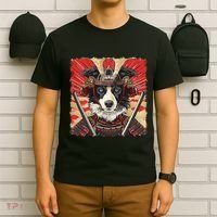 Border Collie Dog Japanese Art Samurai Ukiyo.E Vintage T-Shirt thumb 6