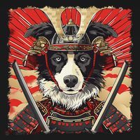Border Collie Dog Japanese Art Samurai Ukiyo.E Vintage T-Shirt thumb 7