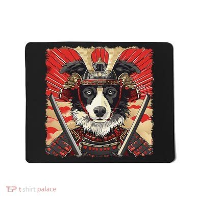 Border Collie Dog Japanese Art Samurai Ukiyo.E Vintage Mousepad