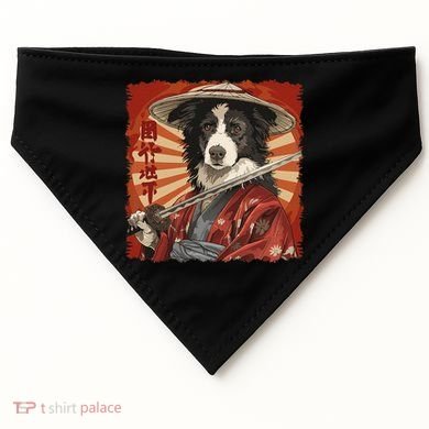 Border Collie Dog Japanese Art Samurai Ukiyo.E Vintage USA-Made Doggie Bandana