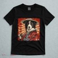 Border Collie Dog Japanese Art Samurai Ukiyo.E Vintage T-Shirt thumb 5