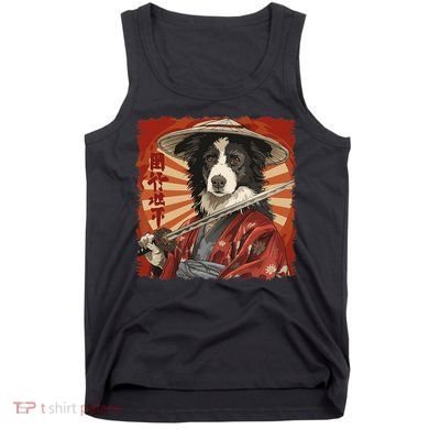 Border Collie Dog Japanese Art Samurai Ukiyo.E Vintage Tank Top